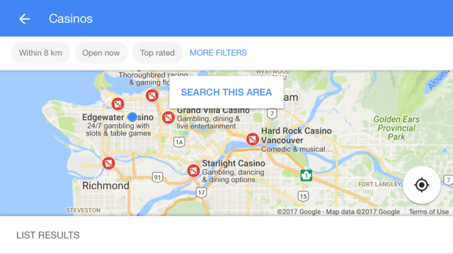 Map of Casinos in Vancouver