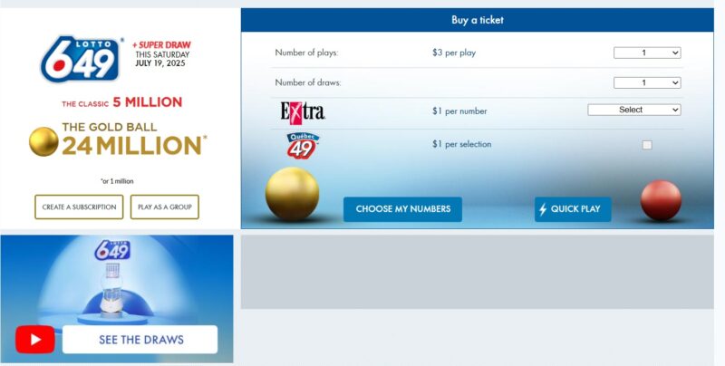 Lotto 649 - Play Online at Loto Quebec Site