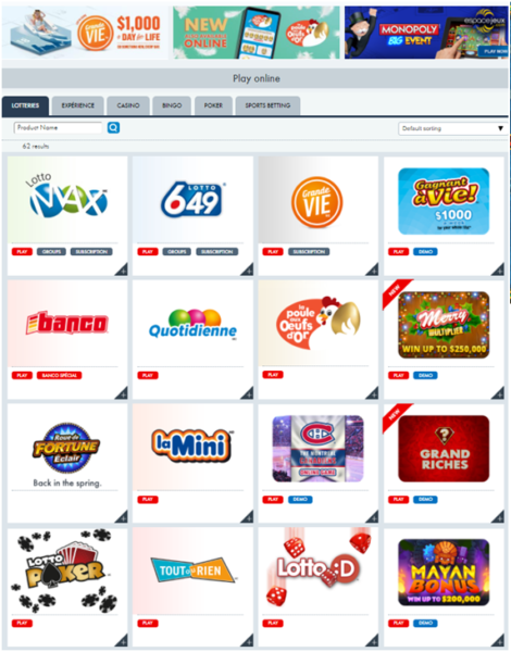 Lotto Quebec- online games